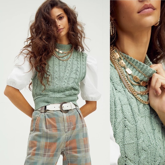 Quartz Cable Vest Mountain Mint Green 